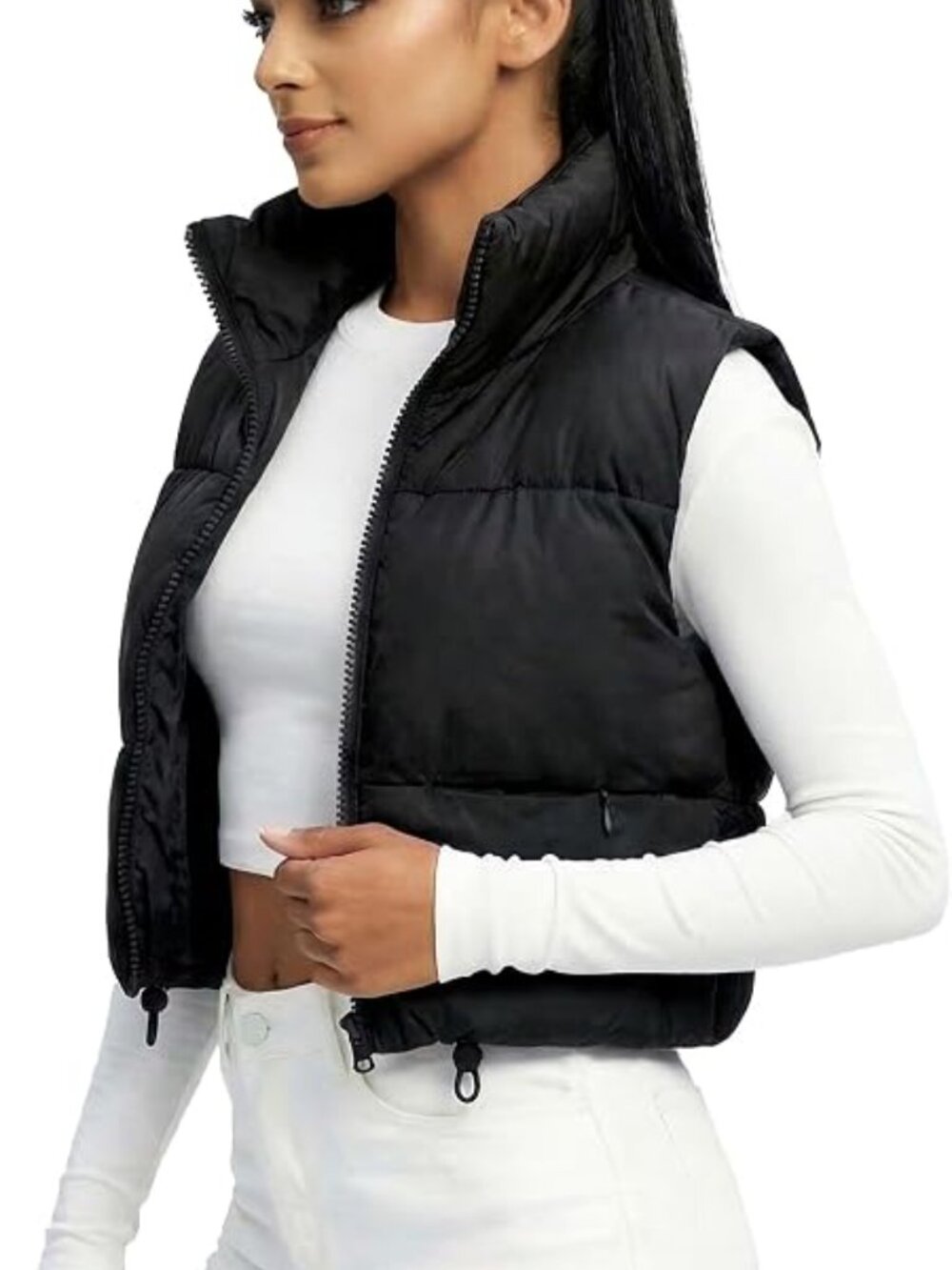 Fuinloth Black Puffer Vest High Collar Size S 🖤✨